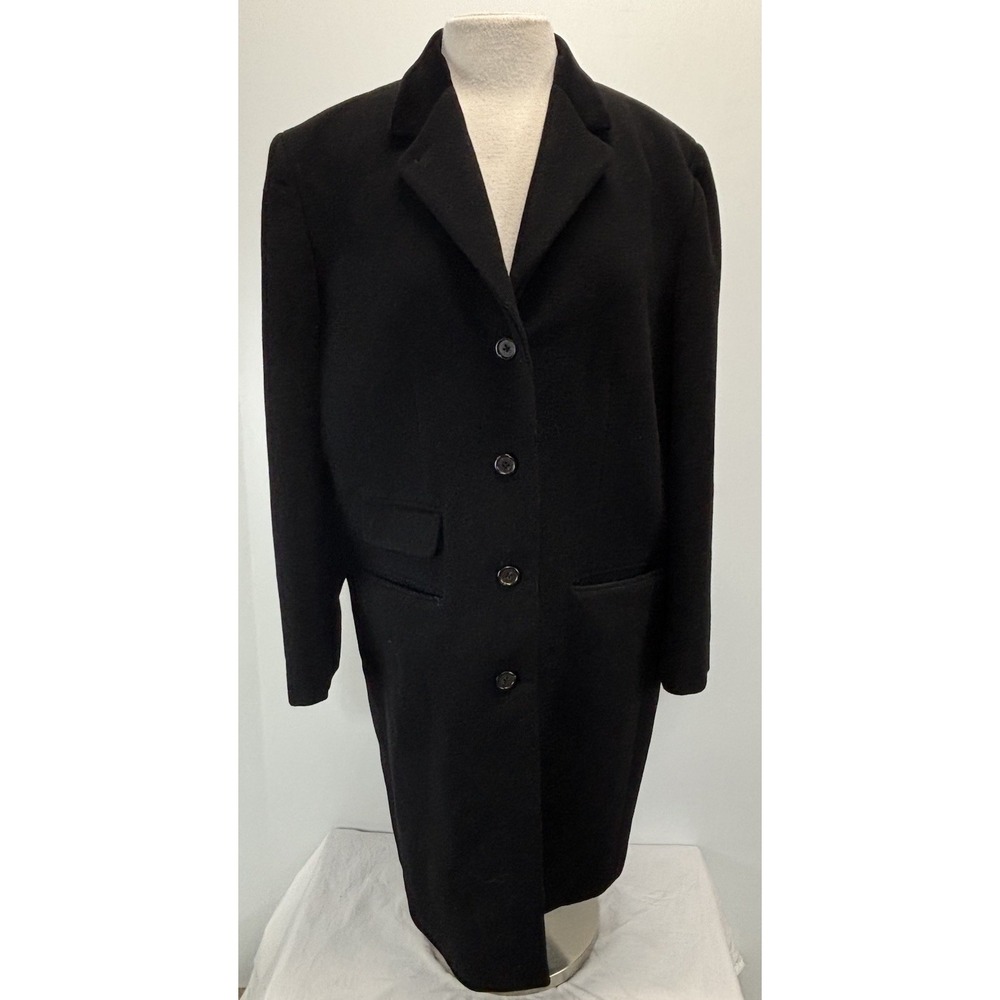 Vtg Lauren Ralph Lauren 100% Wool Coat Sz 14W Plus Women's Black Mid Length READ